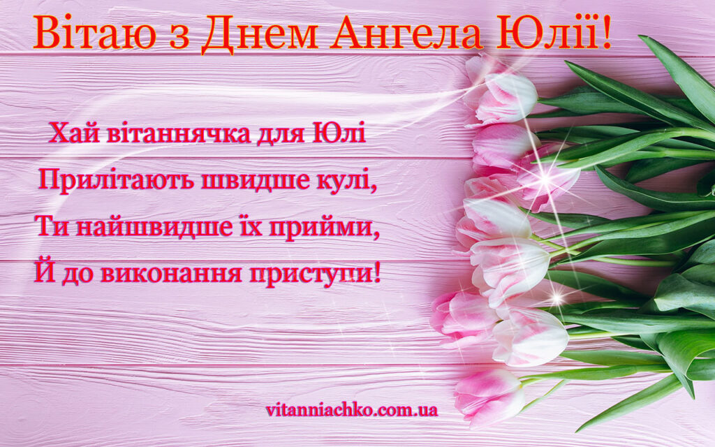 Зображення з привітанням до Дня Ангела Юлії